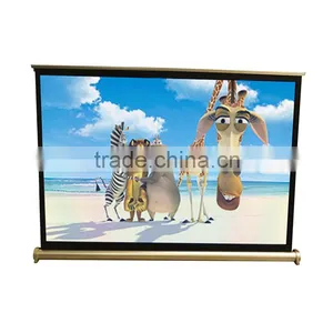 New 50" Mini Table Projection Screen With Luxury Gold Housing thumbnail-1