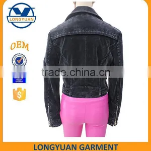Short Fashion Material New Design Windproof Zipper pu Leather Jacket for Woman thumbnail-2