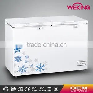 Chinese OEM Wholesale Color Painted Handle Lock Sliding Glass Door Chest Freezer CF-491(413L) With CE CB Certificate thumbnail-1