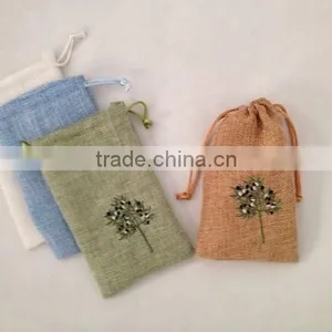 Small Jute Gift Jewelry Bags With Customized Embroidery thumbnail-1
