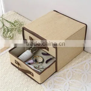 Cheap Collapsible Canvas Bedside Organizer Chest , Mini Treasure Chest Drawer Storage Box thumbnail-2