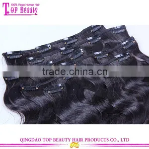 Unprocessed Hair Extension Clip in 200grams, Cheap Body Wave Human Hair Clip in Extensions thumbnail-2