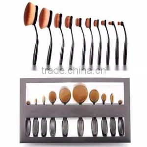2016 New High Quality 10pcs Oval Makeup Brush Set Cosmetic Toothbrush Curve Foundation Cream Powder Blusher Makeup Brush Tool thumbnail-2