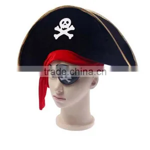 Cheap Promotional Adult Flocking Pirate Hat With Red Band thumbnail-6
