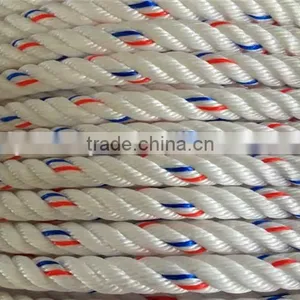 Cheapest PP Polypropylene Warning Rope For Sale White With Red And Blue Tracer thumbnail-1