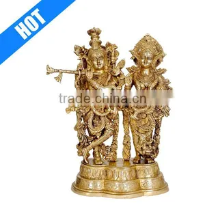 Personalized Hand Crafted Painted Brass Radha Krishna Statue thumbnail-1