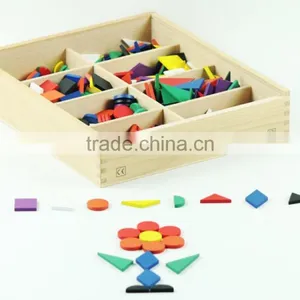 Wooden Educational Toy Froebel Gabe 7 Colorful Geometric Shapes Blocks Combination thumbnail-1