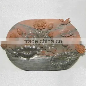 Chinese Style Flower Carving Marble Relief thumbnail-1