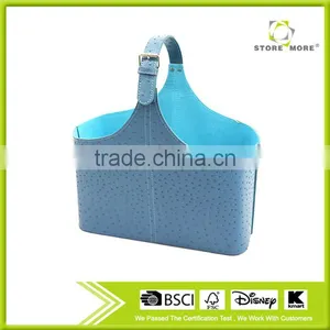 Blue PVC Leather Magazine & Newspaper Storage Holder thumbnail-1