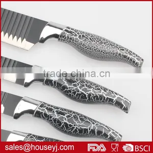Set of 5pcs Knife Set Non Stick Color Kitchen Knife Blade With"V"wave Grooves Design thumbnail-3