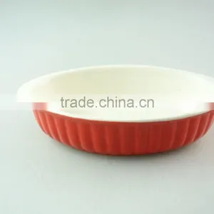Colorful Ceramic Bake Plate With Two Ears, Durable Ceramic Bakeware in Stock thumbnail-4