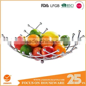 Chromed Steel Silver Fruit Basket WI0073 - Kitchen 40cm * 10cm Wire Stand thumbnail-1