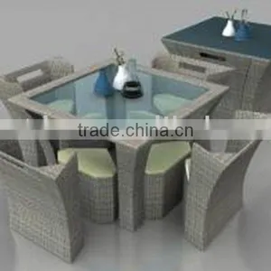 Rattan Table and Chair thumbnail-1