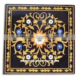 Square Marble Inlay Table Top, Marble Micro Mosaic Inlay Table Top thumbnail-1