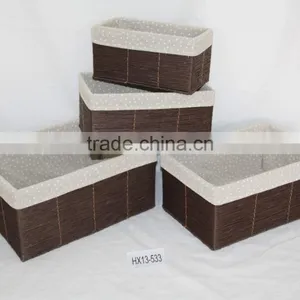 Brown Paper String Hand Woven Storage Basket thumbnail-1