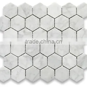 MM-CV252 New Model Home Decoration Natural Hexagon Marble Stone Mosaics in White thumbnail-2