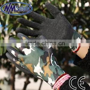 NMSAFETY Cheap 13 Guage Camouflage Nylon/polyester Liner Latex Glove Safety Working Gloves thumbnail-1