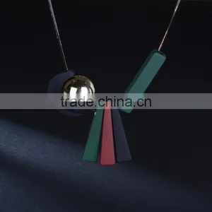 Geometric Moon Sun Necklace Geometric Long Rubber Rectangle Strips Pendant Necklace Geomotric Jewelry thumbnail-1