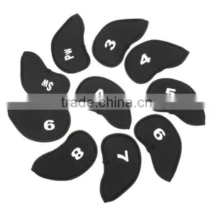 Black 10pcs/set Golf Club Iron Putter Head Cover HeadCover Protect Set Neoprene thumbnail-1