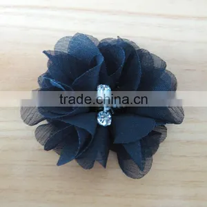 Fabric Chiffon Flower With Pearl Beads Rhinestone in Center for Kids Hair Accessories thumbnail-4