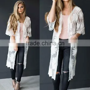 Long Cardigan Women Floral Lace Cardi For Women Beach Wear thumbnail-1