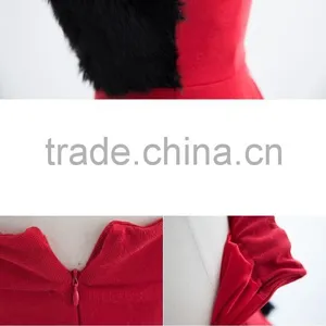 2017 Merry Christmas Sexy One Piece Girls Party Dresses Faux Fur Bust Christmas Costume HSD5490 thumbnail-6