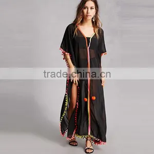 2017 Latest V Neckling Lace Up Short Dolman Sleeves Summer Dress Kaftan HSm9123 thumbnail-1