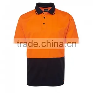 Custom Polyester Quick Dry Fit Fabric Workwear T-shirt Contrast Lime Traditional Style hi Vis Polo thumbnail-3