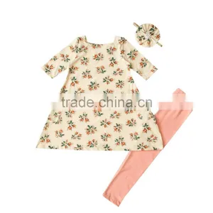 Spring Boutique Baby Clothing Set Baby Girl 2 Peices Set With Headbands Flower Girl 100% Cotton Clothing Outfits for Children thumbnail-2