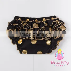 Most Popular Custom Design Baby Cotton Ruffle Gold Dot Bloomers With Diaper Cover thumbnail-3