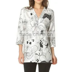 2014 Summer Women Printed Satin Chiffon Tops thumbnail-1
