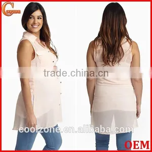 100% Polyester Double Pocket Front Chiffon Blouse for Maternity Nursing Clothes thumbnail-1