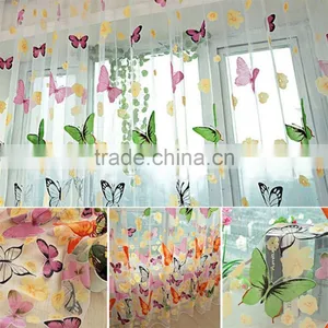 2016 Hot Romantic Butterfly Transparent Curtains Tulle 1x2m for Casement And Door Printed Window Curtain Sheer Voile Curtain thumbnail-3