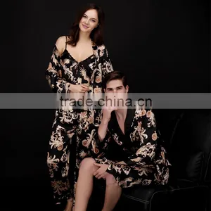 Wholesale Fancy Warm Western Couples Girls Silk Mature Women Sexy Bathrobe thumbnail-2