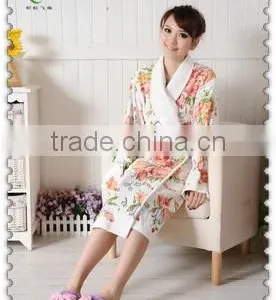 Reactive Printed Shawl Collar Bathrobe Morning Gown-woman thumbnail-1
