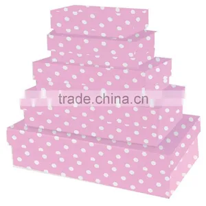 Artisan Polka Pink /Blue Rectangle Nest,Set Of 4 Nested Decorative Boxes,Pink/Blue Box Nest thumbnail-2