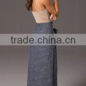 Charlotte Wrap Maxi Skirt In Navy thumbnail-5