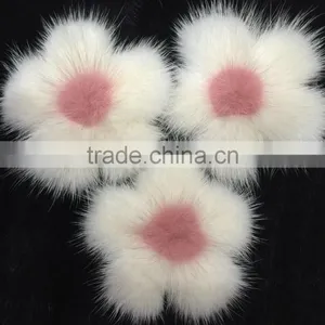 YR836 Women Fashion Fur Accessory Genuine Mink Fur Flower thumbnail-2