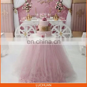Fancy New Design Pink Dreamlike Tulle Tutu Table Skirt thumbnail-2