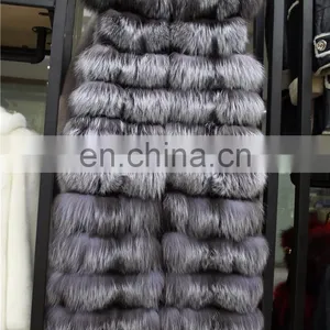 Hot Sell Delicate Fur Coat And Winter Vest /Long Silver Fox Fur Vest Fur Coat With High Quality thumbnail-3