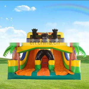 Double Lane Digitally Printed Jungle Gorilla Inflatable Slide thumbnail-1