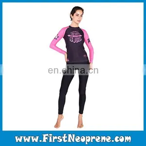 Pink Long Sleeve Lycra Top Quality Rash Guards For Women thumbnail-6