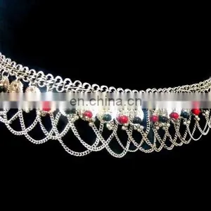 WHOLESALE DANCE TRIBAL WAIST BELT-SILVER TONE BELLY DANCE BELT- HIP CHAIN WAIST BELT COSTUME FASHION JEWELRY thumbnail-1