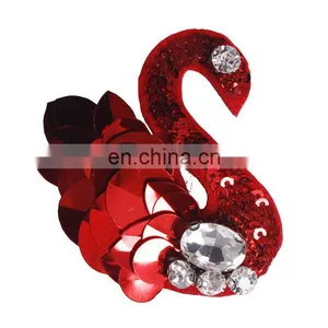 High Grade Handmade Decorative Beaded Rhinestone Sequins Swan Patches for Clothing thumbnail-1