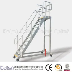 China Industrial Aluminum Warehouse Ladder With Wheels thumbnail-1