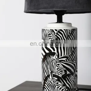 Wholesale Living Room Animal Desk Lamp Custom Bedside Ceramic Lamp With Zebra Pattern Decoration thumbnail-4