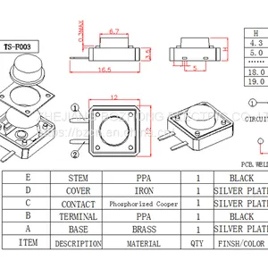 Factory Direct Sale BZCN TS-F003 Hot Sale High Quality Tact Switch thumbnail-3