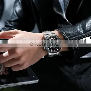 CURREN 8384 Men's Digital Watches Fashion Sport Stainless Steel Chronograph Luminous LED Gold Watch thumbnail-4