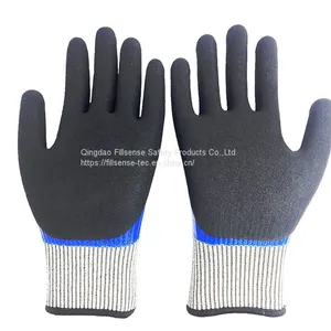 Anti Cut Level 5/C 13 Gauge UHMWPE(HPPE) Liner Nitrile Fully and Sandy Coated Cut Resistant Working Safety Gloves thumbnail-2