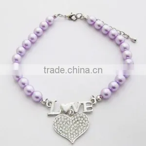 Customized Crystal Pearl Pet Heart Charm Necklace in Wholesale thumbnail-5